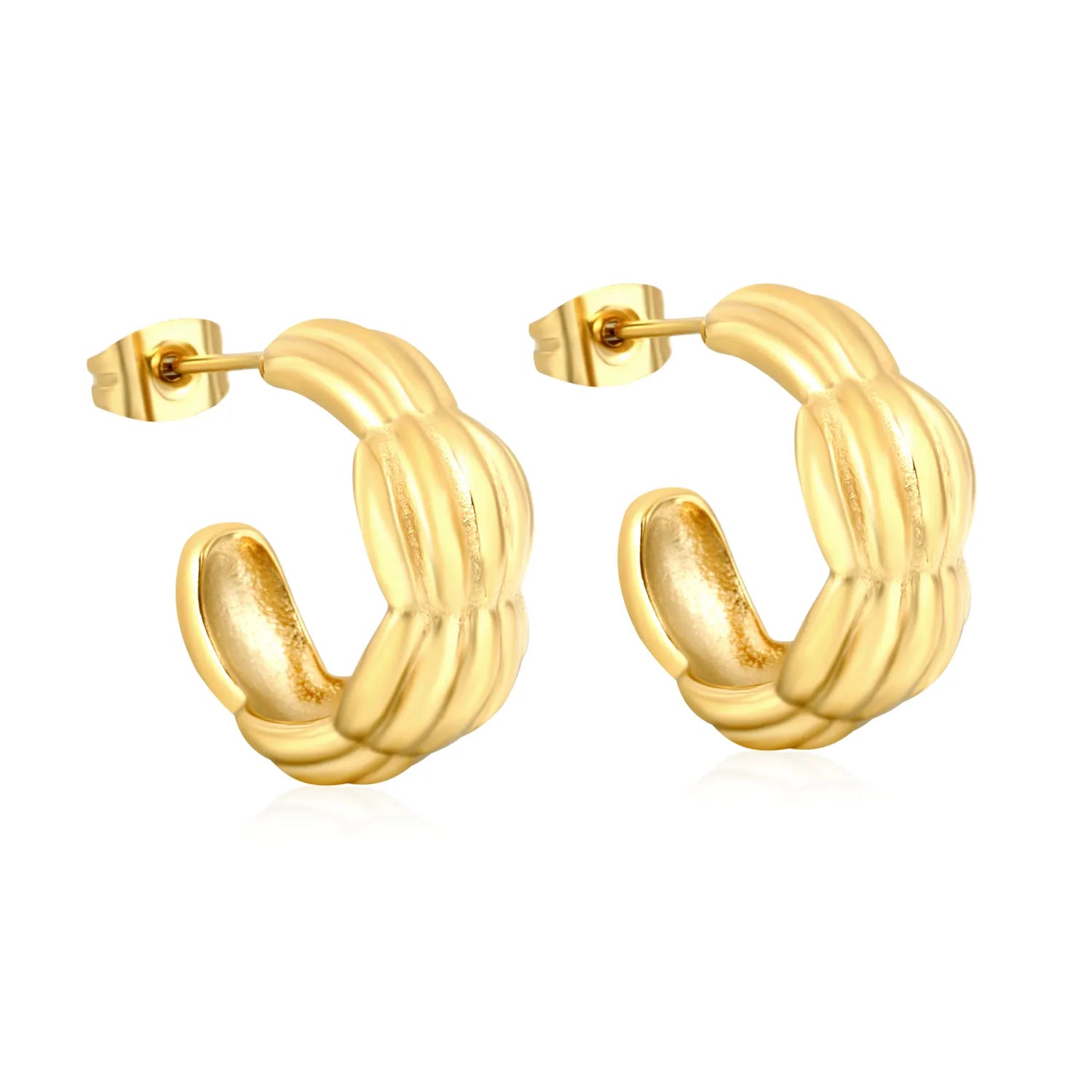 Gold Curved Twist Braided Earrings 9*20mm Fashion Minimalist Twisted Rope Arc Earrings for Women Daily Casual Party Wear Jewelry Accessory asonjewelry